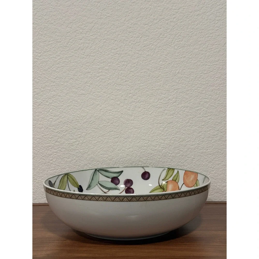 Vintage Dansk Umbrian Fruits Porcelain Large Serving Bowl 11.5x3 Portugal‎